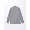 LCWAIKIKI Classic Gri Polo Yaka Uzun Kollu Erkek Sweatshirt