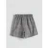LCW Kids Gri Beli Lastikli Ekose Kız Çocuk Şort Etek