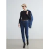 LCW Jeans Indigo Beli Kemerli Mom Fit Kadın Jean Pantolon