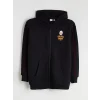 LC WAIKIKI Siyah Kapüşonlu Galatasaray Baskılı Erkek Çocuk Fermuarlı Sweatshirt