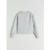 LCW Kids Gri Bisiklet Yaka Baskılı Kız Çocuk Sweatshirt