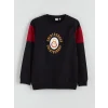 LCW Kids Siyah Bisiklet Yaka Galatasaray Baskılı Erkek Çocuk Sweatshirt