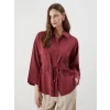 LCWAIKIKI Classic Bordo Oversize Modal Karışımlı Kadın Gömlek