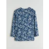 LCW Grace Indigo Bisiklet Yaka Çiçekli Bluz