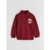 LCW Kids Bordo Dik Yaka Erkek Çocuk Sweatshirt