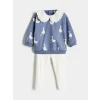 LCW baby Indigo Bebe Yaka Kız Bebek Sweatshirt ve Tayt 2li