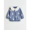 LCW baby Indigo Bebe Yaka Kız Bebek Sweatshirt ve Tayt 2li