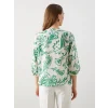 LCWAIKIKI Classic Yeşil Kaçık Yaka Çiçekli Kadın Bluz