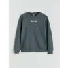 LCW Kids Gri Bisiklet Yaka Baskılı Erkek Çocuk Sweatshirt