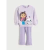 LCW Kids Lila Bisiklet Yaka Gabbys Dollhouse Baskılı Kız Çocuk Sweatshirt ve Tayt