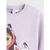 LCW Kids Lila Bisiklet Yaka Gabbys Dollhouse Baskılı Kız Çocuk Sweatshirt ve Tayt
