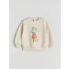 LCW Kids Bej Bisiklet Yaka Kız Çocuk Sweatshirt ve Tayt