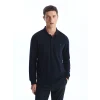 LCWAIKIKI Classic Lacivert Büyük Beden Polo Yaka Uzun Kollu Erkek Sweatshirt