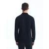 LCWAIKIKI Classic Lacivert Büyük Beden Polo Yaka Uzun Kollu Erkek Sweatshirt
