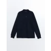 LCWAIKIKI Classic Lacivert Büyük Beden Polo Yaka Uzun Kollu Erkek Sweatshirt
