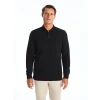 LCWAIKIKI Basic Siyah Polo Yaka Uzun Kollu Pike Erkek Tişört