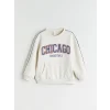 LCW Kids Ekru Chicago Nakışlı Erkek Çocuk Sweatshirt