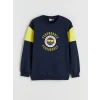 LCW Kids Lacivert Bisiklet Yaka Baskılı Erkek Çocuk Sweatshirt