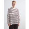 LCW Modest Mürdüm Bisiklet Yaka Çizgili Kadın Sweatshirt Tunik