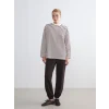 LCW Modest Mürdüm Bisiklet Yaka Çizgili Kadın Sweatshirt Tunik
