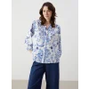 LCWAIKIKI Classic Mavi Kaçık Yaka Çiçekli Kadın Bluz
