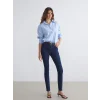 LCW Jeans Indigo Beli Kemerli Mercury Skinny Fit Kadın Jean Pantolon