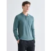 LCWAIKIKI Classic Mavi Polo Yaka Uzun Kollu Erkek Sweatshirt