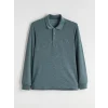LCWAIKIKI Classic Mavi Polo Yaka Uzun Kollu Erkek Sweatshirt