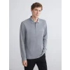 LCWAIKIKI Classic Gri Polo Yaka Uzun Kollu Erkek Sweatshirt