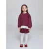 LCW Kids Bordo Bisiklet Yaka Çiçek Aplikeli Kız Çocuk Sweatshirt