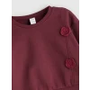 LCW Kids Bordo Bisiklet Yaka Çiçek Aplikeli Kız Çocuk Sweatshirt