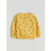LCW Kids Sari Bebe Yaka Çiçek Baskılı Kız Çocuk Sweatshirt