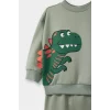 Defacto F5070A5KH434 Haki Erkek Bebek 2li Takım 3D Dinozor Baskılı Sweatshirt Eşofman Altı