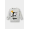 Defacto F5007A5GR503 Gri Erkek Bebek Disney Mickey & Minnie Bisiklet Yaka Uzun Kollu Tişört