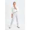 Defacto Y1226 Gri Kız Çocuk Gri Standart Fit Beli Paçası Lastikli Okul Jogger Eşofman Altı