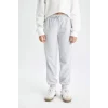 Defacto Y1226 Gri Kız Çocuk Gri Standart Fit Beli Paçası Lastikli Okul Jogger Eşofman Altı