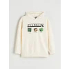 LCW Kids Bej Kapüşonlu Minecraft Baskılı Erkek Çocuk Sweatshirt