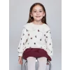 LCW Kids Ekru Bebe Yaka Çiçek Baskılı Kız Çocuk Sweatshirt