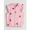 LCW Kids Pembe Bisiklet Yaka Baskılı Kız Çocuk Kalın Yelek
