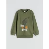 LCW Kids Haki Bisiklet Yaka Erkek Çocuk Sweatshirt