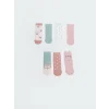 LCW Kids Pembe Baskılı Kız Bebek Soket Çorap 7li