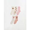 LCW Kids Ekru Ayı Teddy Desenli Kız Çocuk Soket Çorap 5li