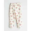 LCW Kids Ekru Kiraz Baskılı Kız Çocuk Jogger Eşofman Altı