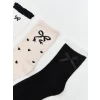 LCW Kids Ekru Fiyonk Desenli Kız Çocuk Soket Çorap 5li