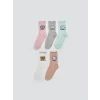 LCW Kids Pembe Desenli Kız Çocuk Soket Çorap 5li