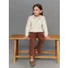 LCW Kids Kahverengi İspanyol Paça Kız Çocuk Tayt Pantolon