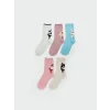 LCW Kids Gri Desenli Kız Çocuk Soket Çorap 5li