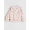 LCW Kids Pembe Bisiklet Yaka Kalp Baskılı Kız Çocuk Sweatshirt