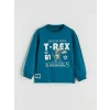 LCW Kids Petrol Dinozor Baskılı Erkek Çocuk Sweatshirt