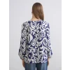 LCWAIKIKI Classic Mavi Bağlamalı Yaka Çiçekli Kadın Bluz